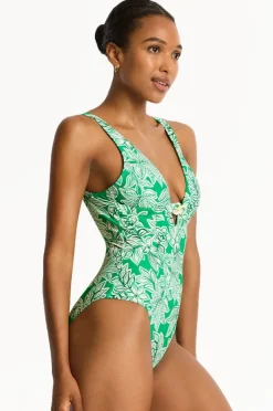 Women Sea Level Palmera Chain Link Longline One Piece