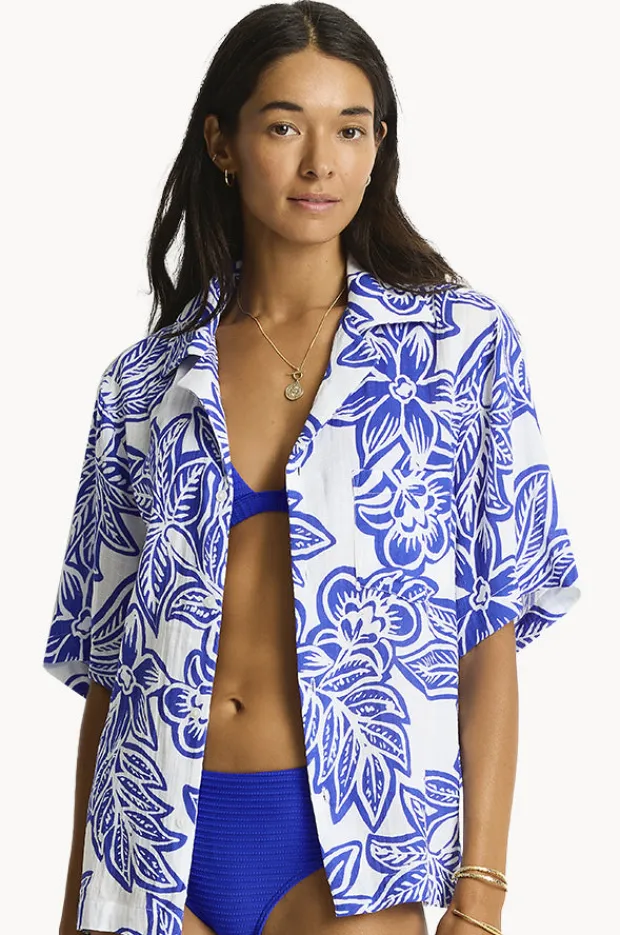 Women Sea Level Palmera Resort Bowling Shirt
