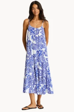 Women Sea Level Palmera Resort Tiered Midi Sundress