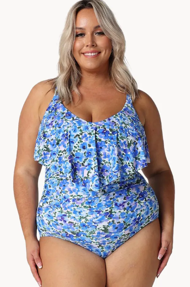 Women Capriosca Pansy Long Frill V Neck One Piece