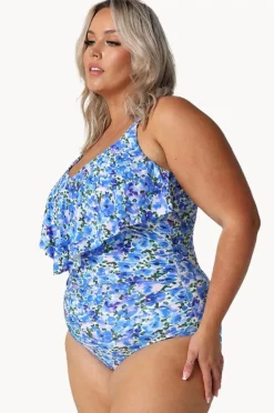 Women Capriosca Pansy Long Frill V Neck One Piece