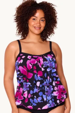 Women Genevieve Paper Flowers Blouson Tankini Separate
