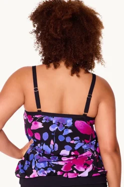 Women Genevieve Paper Flowers Blouson Tankini Separate