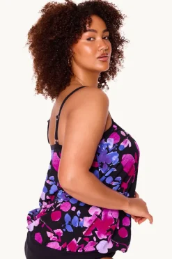 Women Genevieve Paper Flowers Blouson Tankini Separate