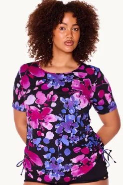 Women Genevieve Paper Flowers Short Sleeve Suntop