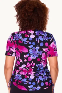 Women Genevieve Paper Flowers Short Sleeve Suntop