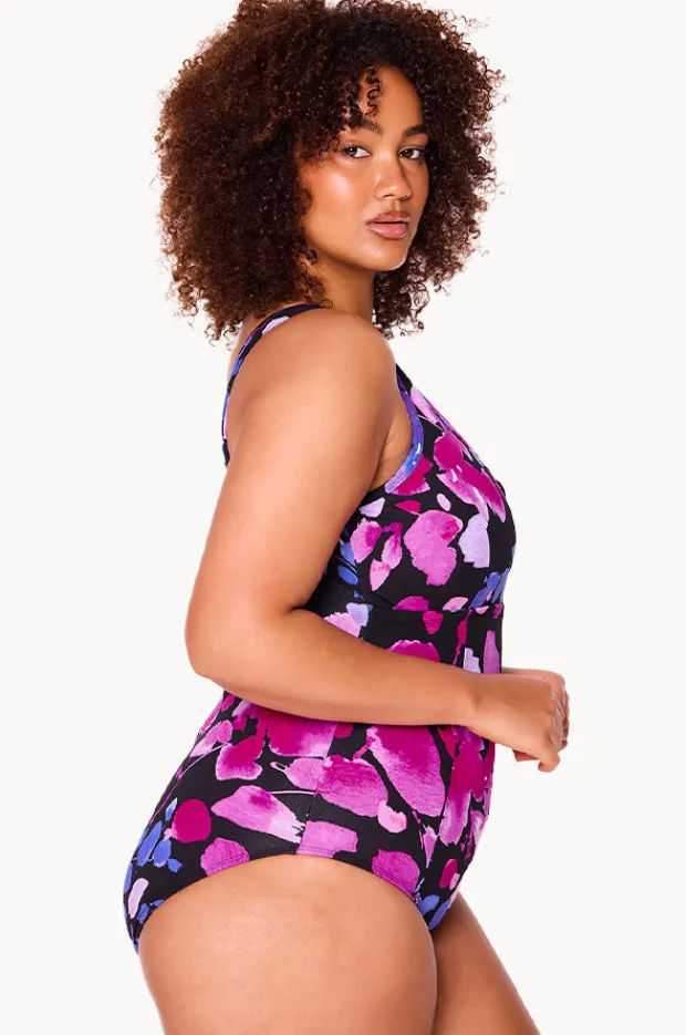 Women Genevieve Paper Flowers Zip Front One Piece
