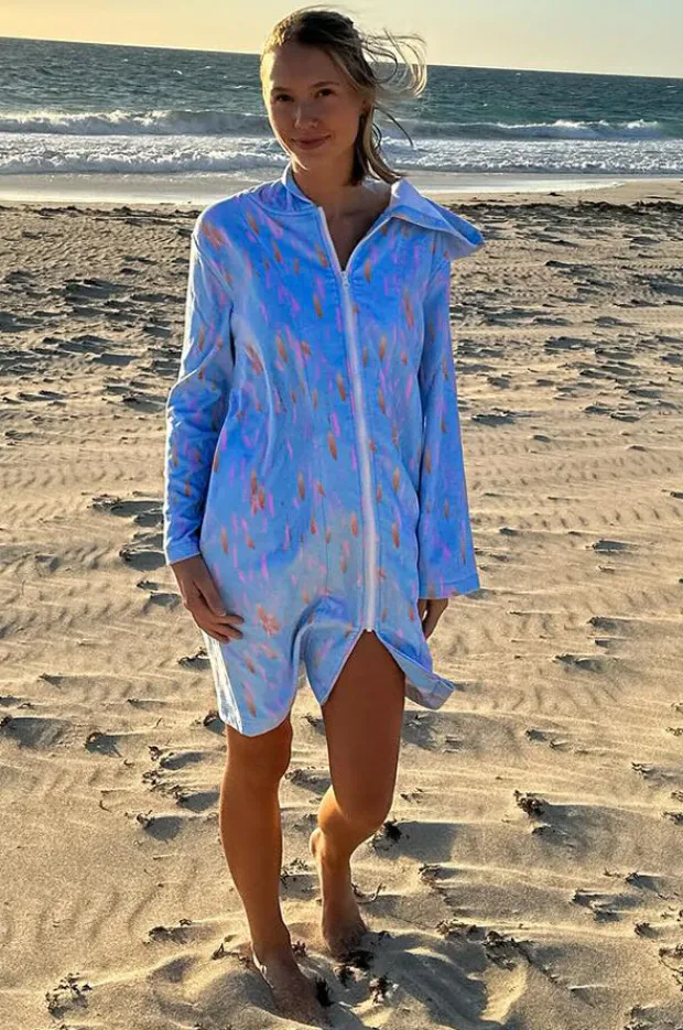 Women Back Beach Co Pastel Breeze Hooded Towel Robe L/XL