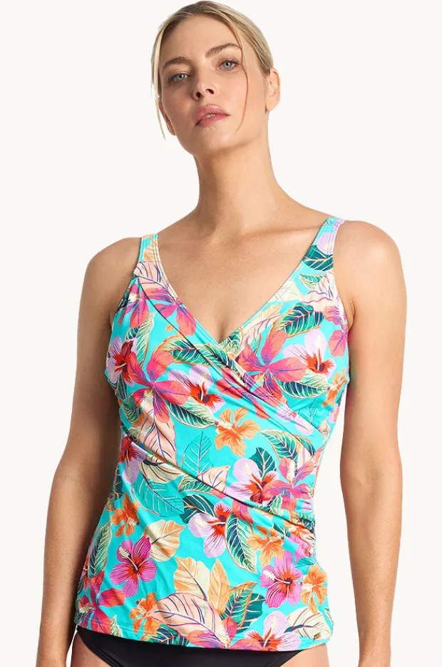 Women Jantzen Phuket Gathered Surplice Tankini Separate