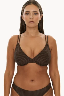 Women Raq Apparel Pinstripe E/F Cup Underwire Halter