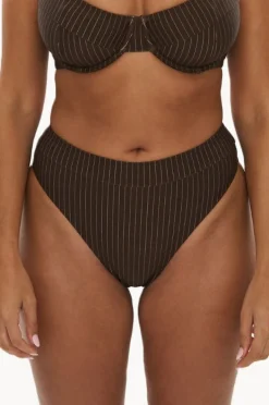 Women Raq Apparel Pinstripe High Leg Brief