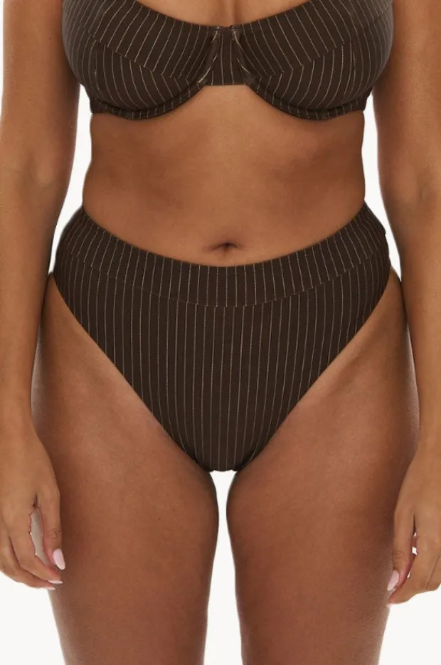 Women Raq Apparel Pinstripe High Leg Brief