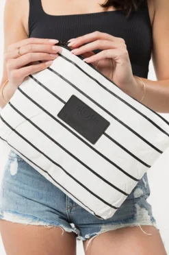 Women Aloha Pinstripe Mid Pouch