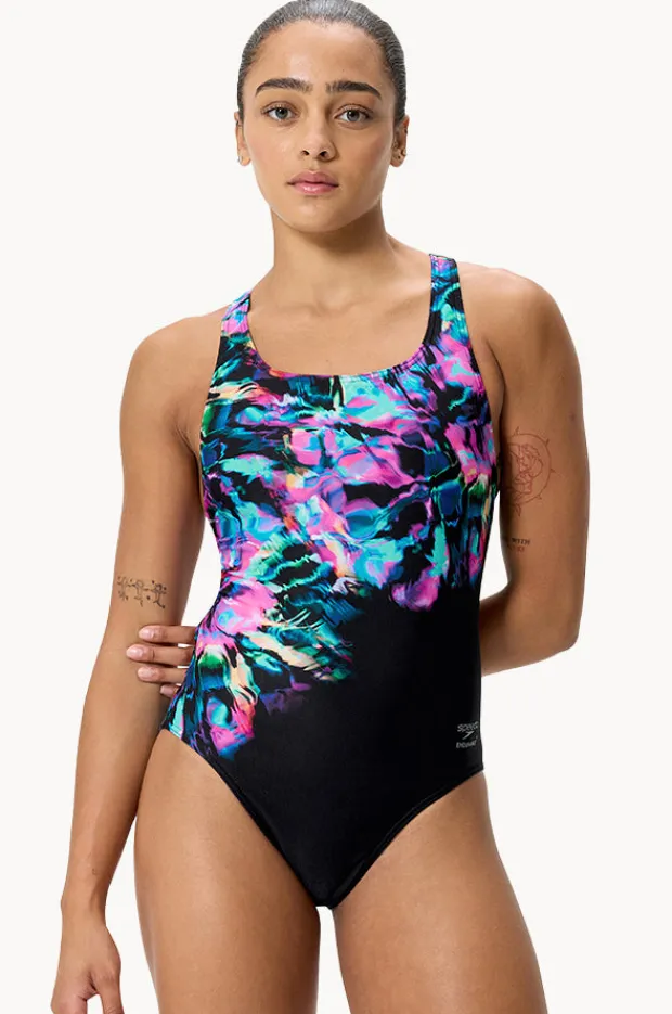Women Speedo Placement Printed Powerback One Piece