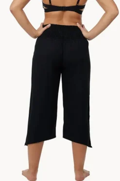 Women Go Girl Plain 3/4 Rouched Tie Pants