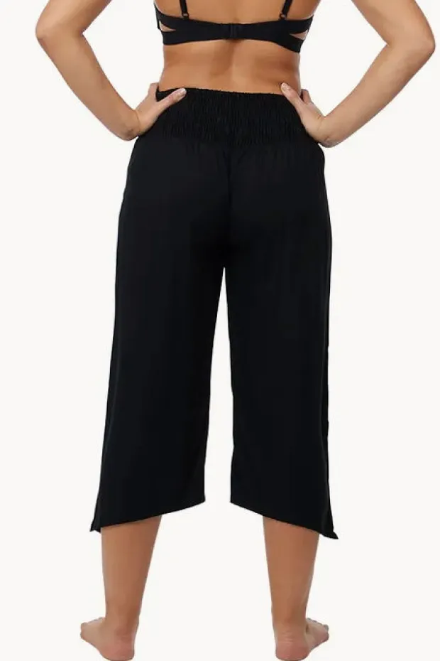 Women Go Girl Plain 3/4 Rouched Tie Pants