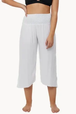 Women Go Girl Plain 3/4 Rouched Tie Pants