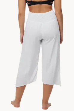 Women Go Girl Plain 3/4 Rouched Tie Pants