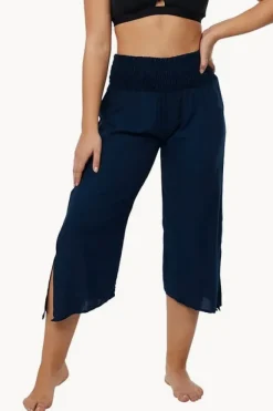 Women Go Girl Plain 3/4 Rouched Tie Pants