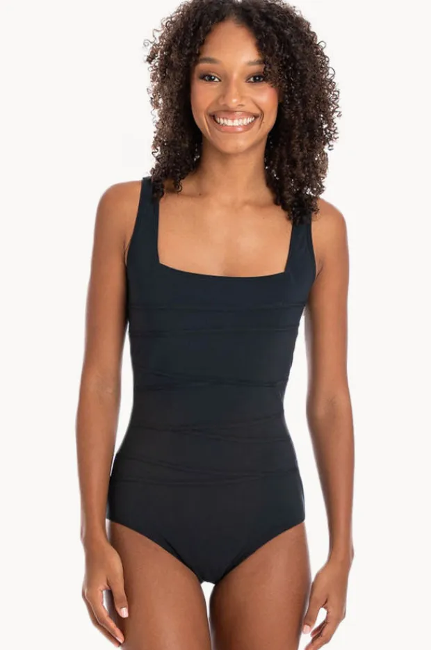Women Togs Swimwear Plain Binded Square Neck One Piece
