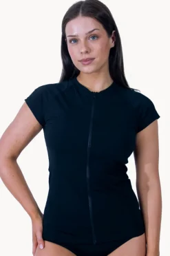 Women Base Swim Plain Cap Sleeve Suntop