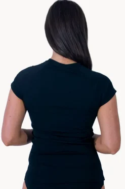 Women Base Swim Plain Cap Sleeve Suntop
