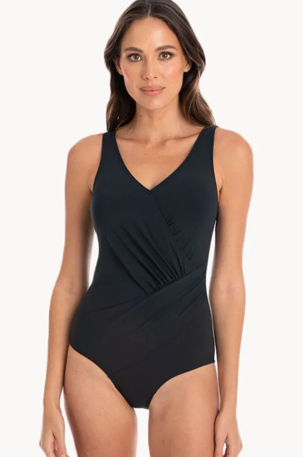 Women Togs Swimwear Plain Gathered Cross Over One Piece