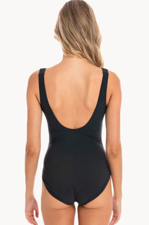 Women Togs Swimwear Plain Gathered Square Neck One Piece