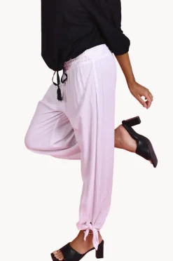 Women Go Girl Plain Long Rouched Tie Pants