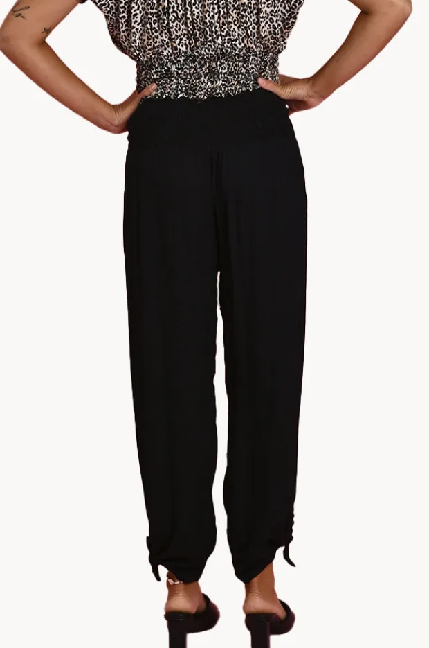 Women Go Girl Plain Long Rouched Tie Pants