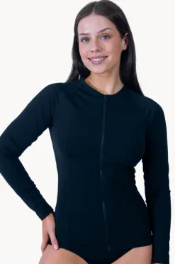 Women Base Swim Plain Long Sleeve Suntop