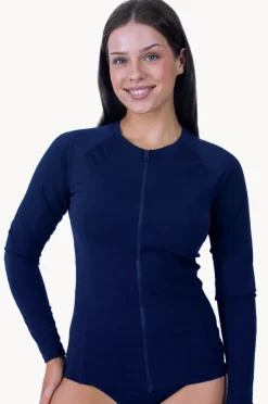 Women Base Swim Plain Long Sleeve Suntop