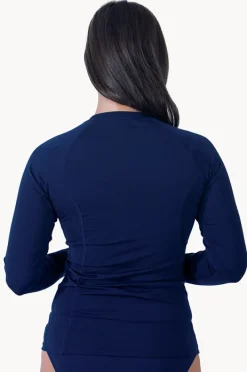 Women Base Swim Plain Long Sleeve Suntop