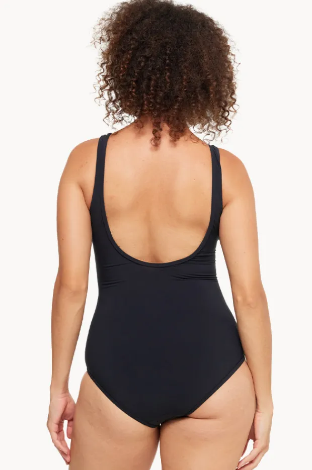 Women Togs Swimwear Plain Mesh Pleated High Neck One Piece