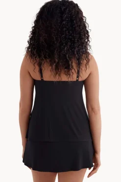 Women Longitude Plain Ruffle Skirtini Swim Dress