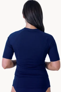Women Base Swim Plain Short Sleeve Suntop
