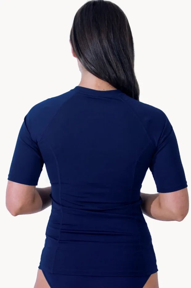 Women Base Swim Plain Short Sleeve Suntop