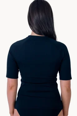 Women Base Swim Plain Short Sleeve Suntop