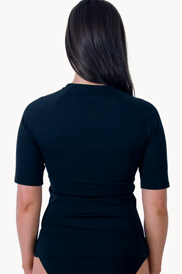 Women Base Swim Plain Short Sleeve Suntop