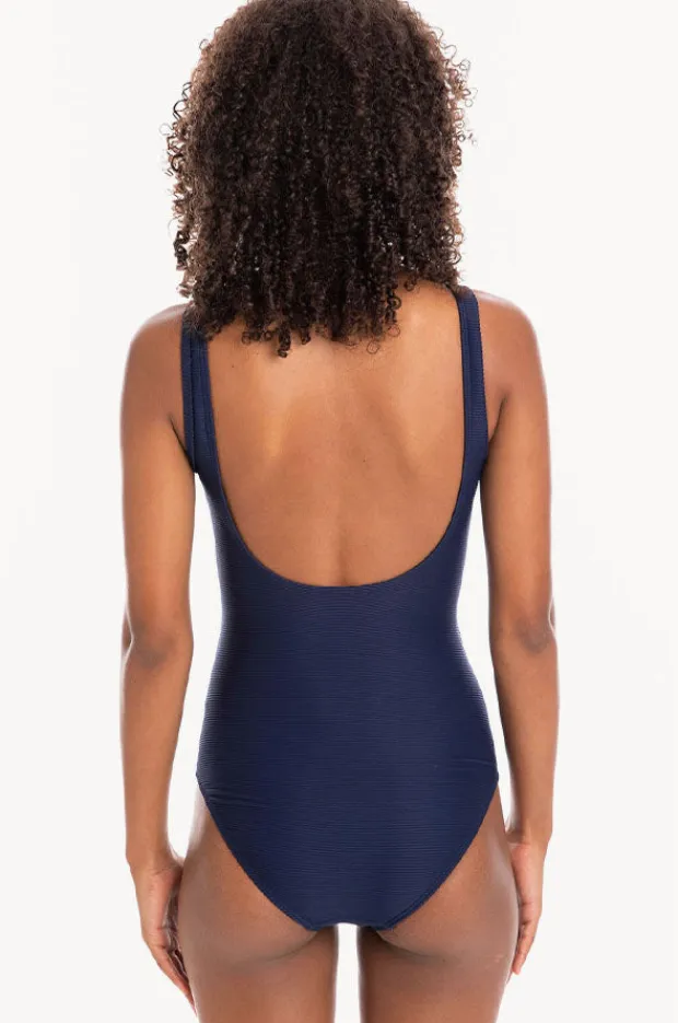 Women Togs Swimwear Plain Textured Mesh High Neck One Piece