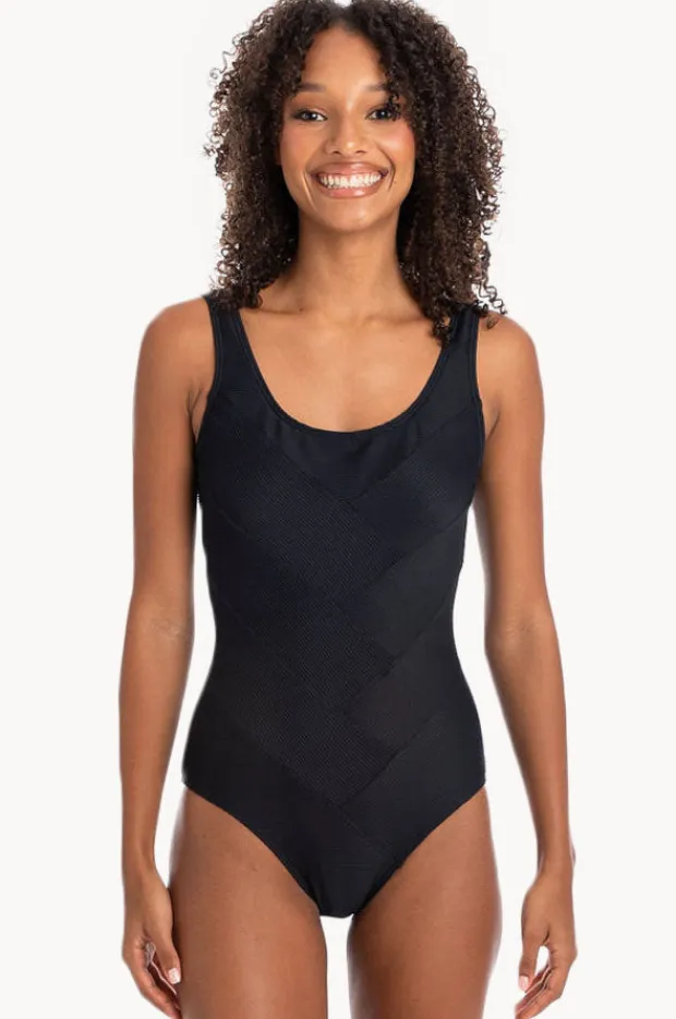 Women Togs Swimwear Plain Textured Round Neck One Piece