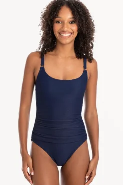 Women Togs Swimwear Plain Textured Scoop Neck One Piece