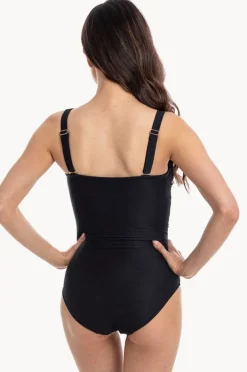 Women Togs Swimwear Plain Textured Twist Bandeau One Piece