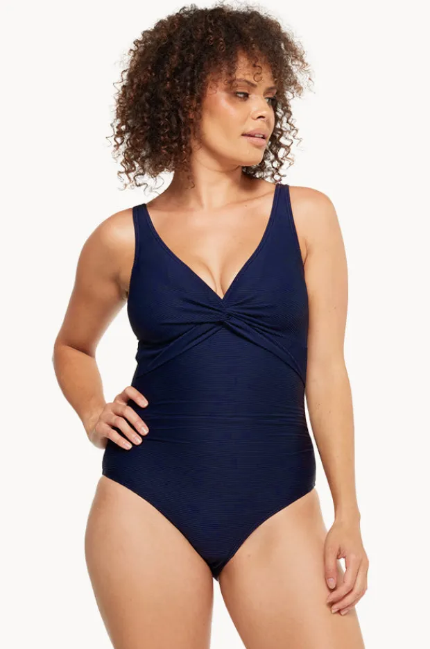 Women Togs Swimwear Plain Textured Twist Front One Piece