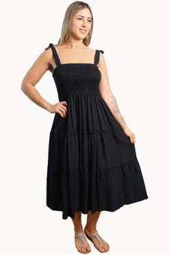 Women Sundrenched Plain Tie Up Smock Dress