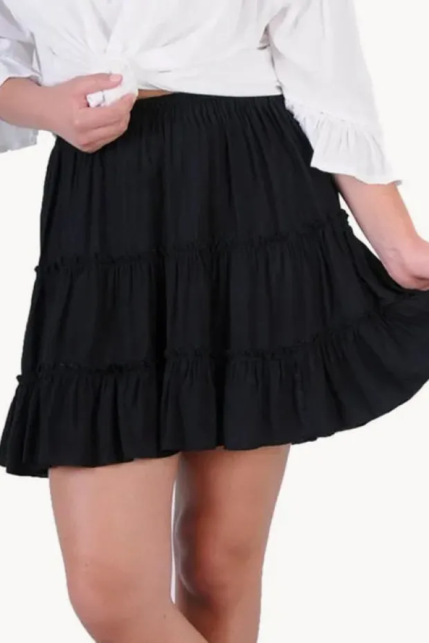 Women Go Girl Plain Tiered Skirt