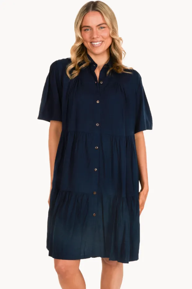 Women Go Girl Plain Victoria Button Front Dress