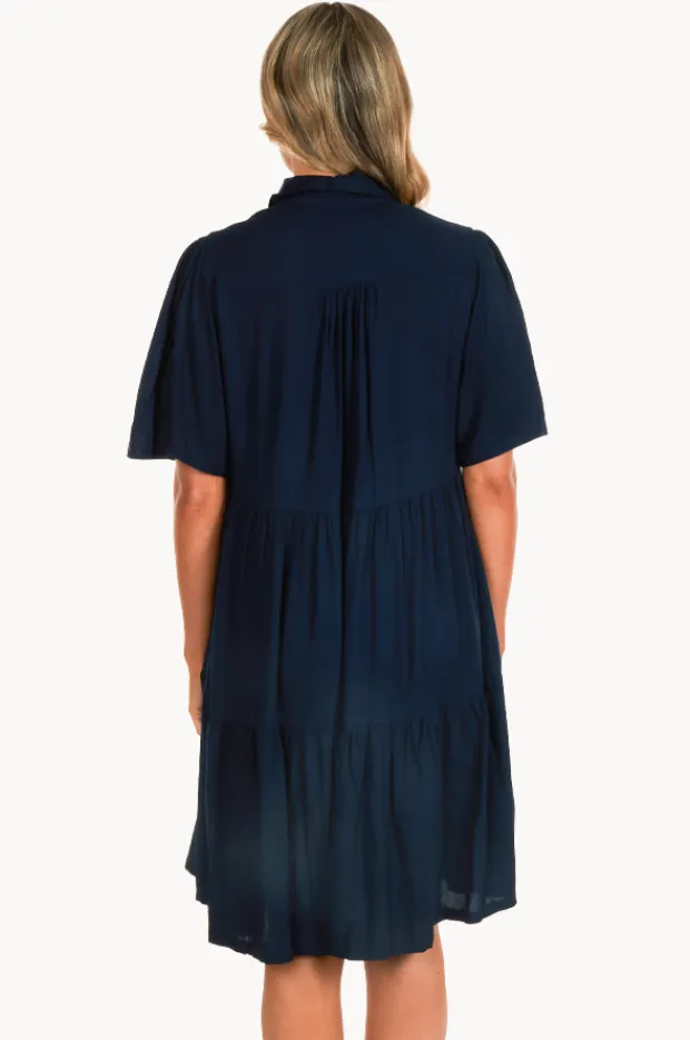 Women Go Girl Plain Victoria Button Front Dress