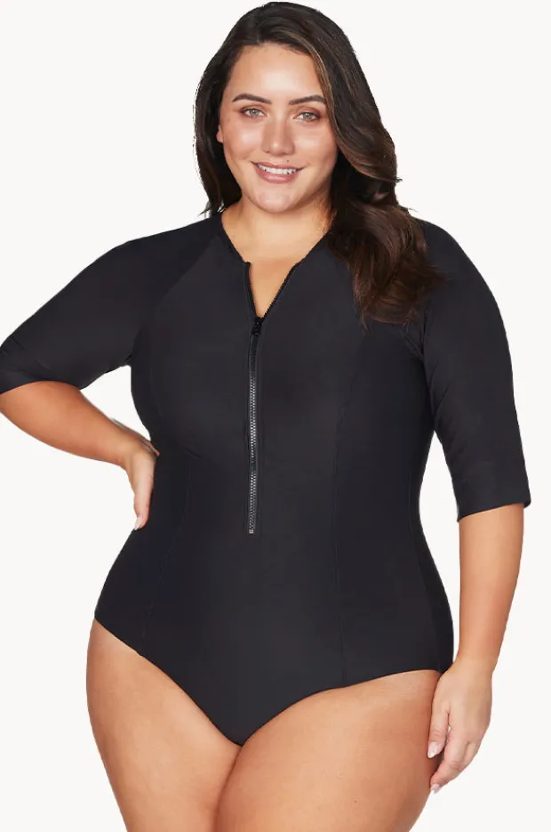 Women Artesands Plains Short Sleeve Zip Sunsuit