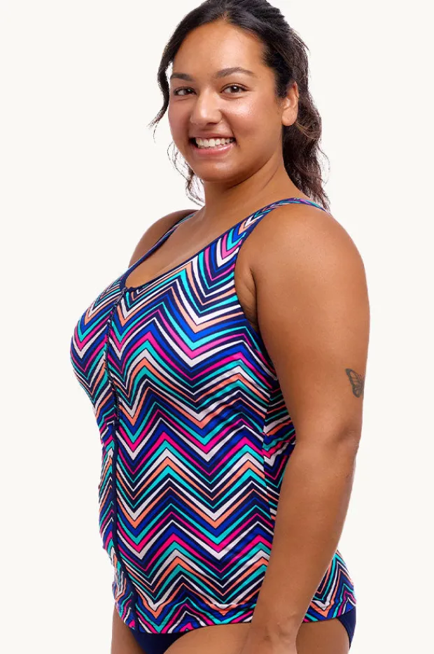 Women Funkita Point Out DD/E Cup Zip Front Tankini Separate